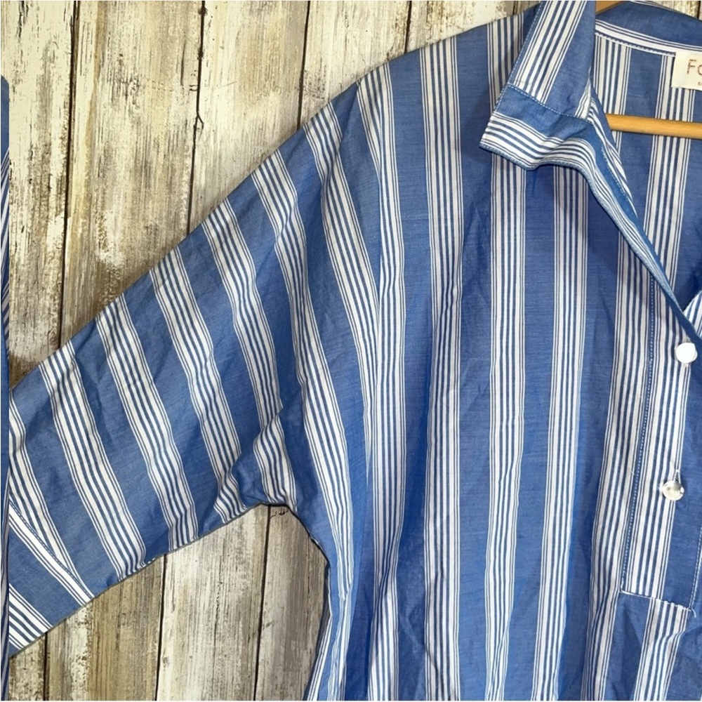 Fate Poplin Blue Stiped Oversized Blouse - Picture 4 of 7